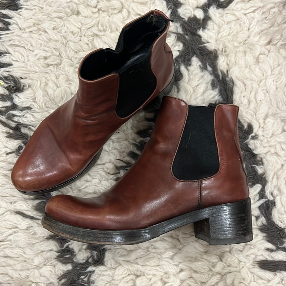 Vintage brown PRADA platform leather Y2K booties 37.5 boots